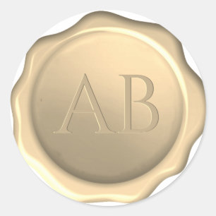 Wax Seal 2 Initials Monogram Golden Sticker