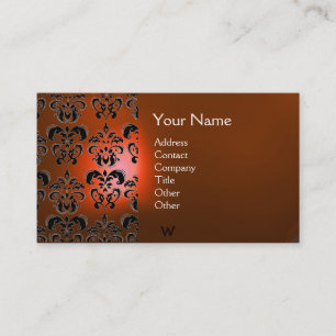 WAX SEAL DAMASK MONOGRAM orange Business Card
