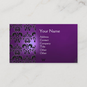 WAX SEAL DAMASK  MONOGRAM purple Business Card