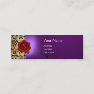 WAX SEAL DAMASK PARCHMENT MONOGRAM purple Mini Business Card