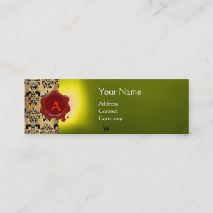 WAX SEAL DAMASK PARCHMENT MONOGRAM yellow Mini Business Card