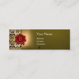 WAX SEAL DAMASK PARCHMENT MONOGRAM yellow Mini Business Card