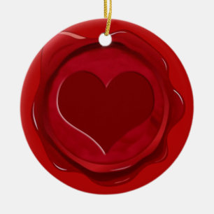 WAX SEAL HEART CERAMIC ORNAMENT