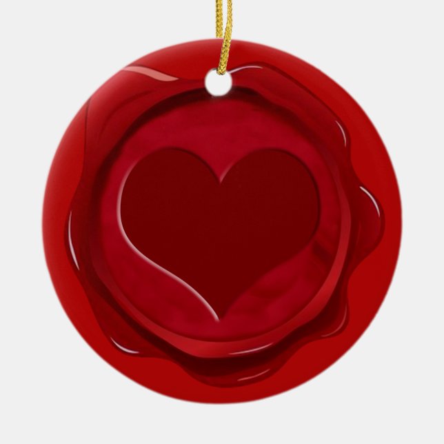 WAX SEAL HEART CERAMIC ORNAMENT (Front)