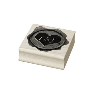 Wax Seal HEART + your monogram Rubber Stamp
