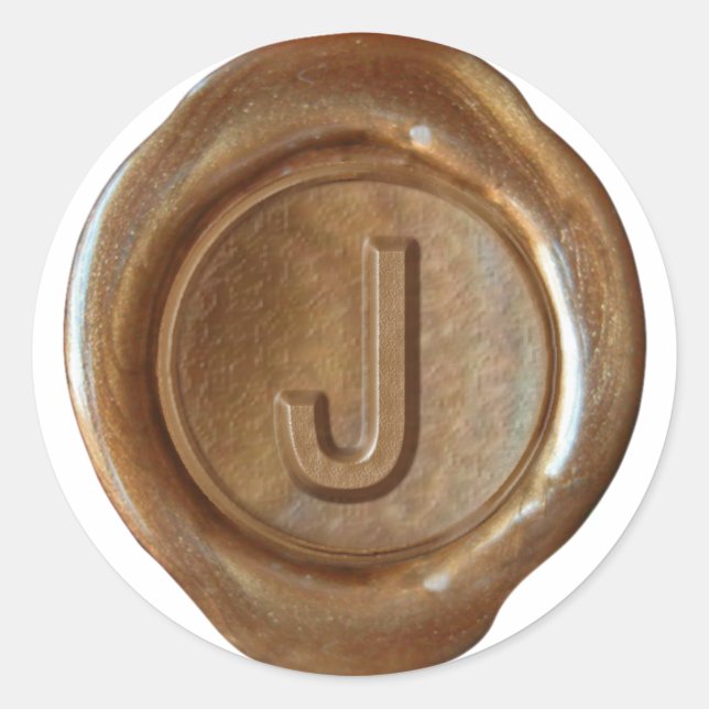 Wax Seal Monogram - Copper - Bold J - (Front)