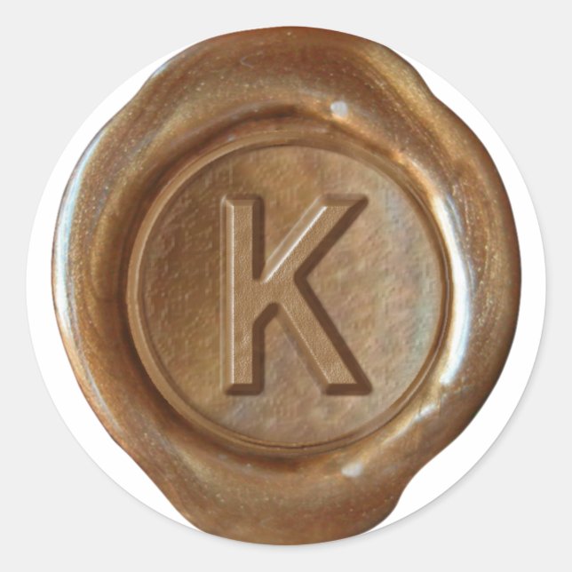 Wax Seal Monogram - Copper - Bold K - (Front)