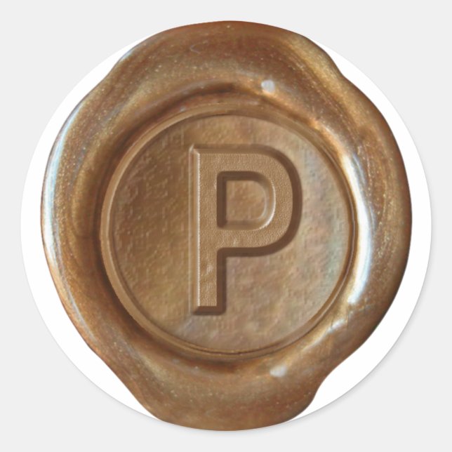 Wax Seal Monogram - Copper - Bold P - (Front)