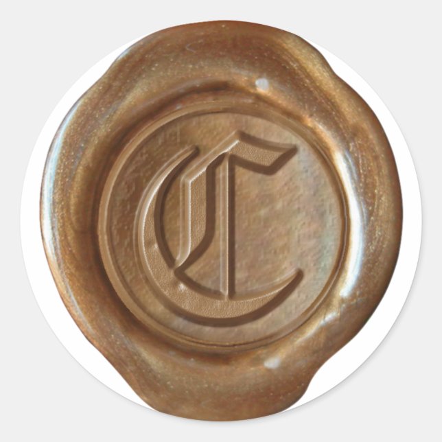 Wax Seal Monogram - Copper - Old English C - (Front)