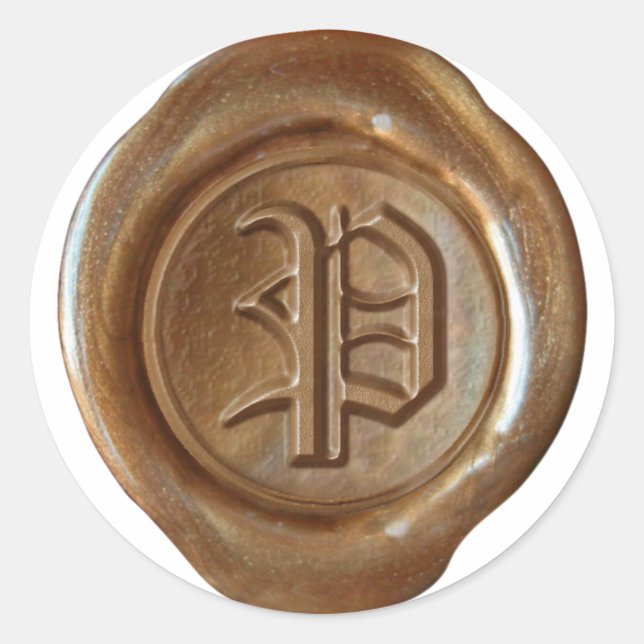 Wax Seal Monogram - Copper - Old English P - (Front)