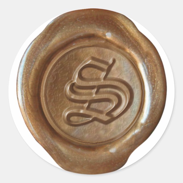 Wax Seal Monogram - Copper - Old English S - (Front)