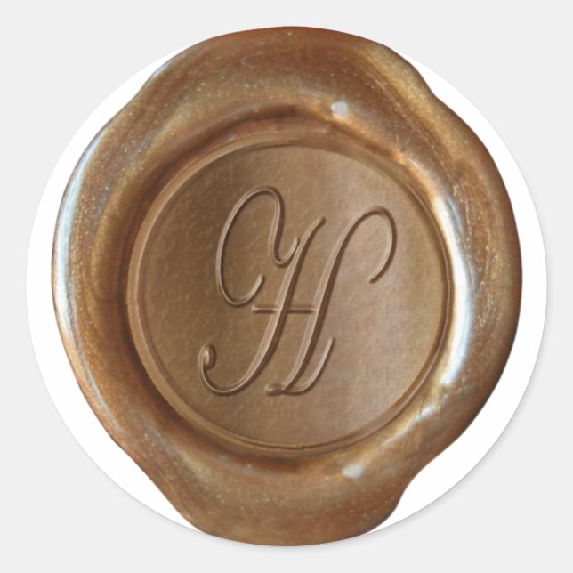 Wax Seal Monogram - Copper - Script H - (Front)