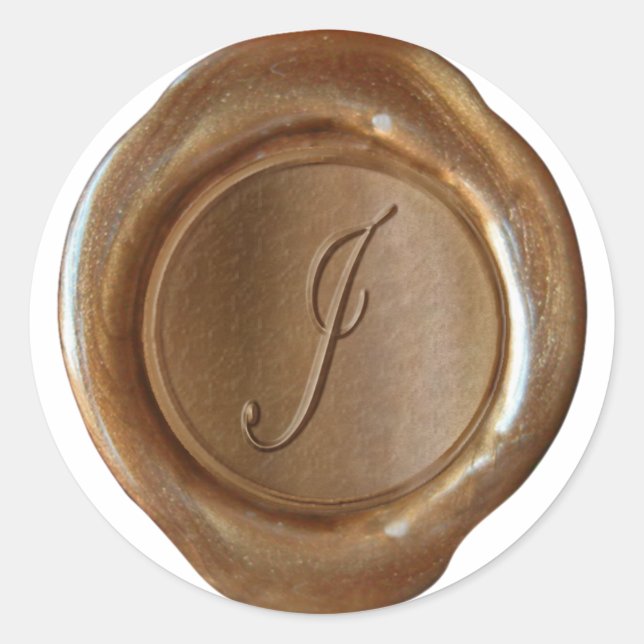 Wax Seal Monogram - Copper - Script J - (Front)