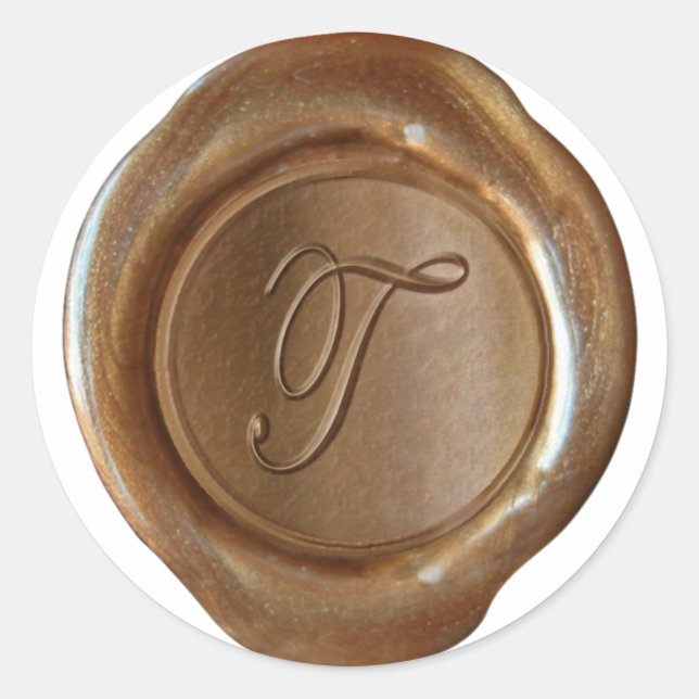 Wax Seal Monogram - Copper - Script T - (Front)