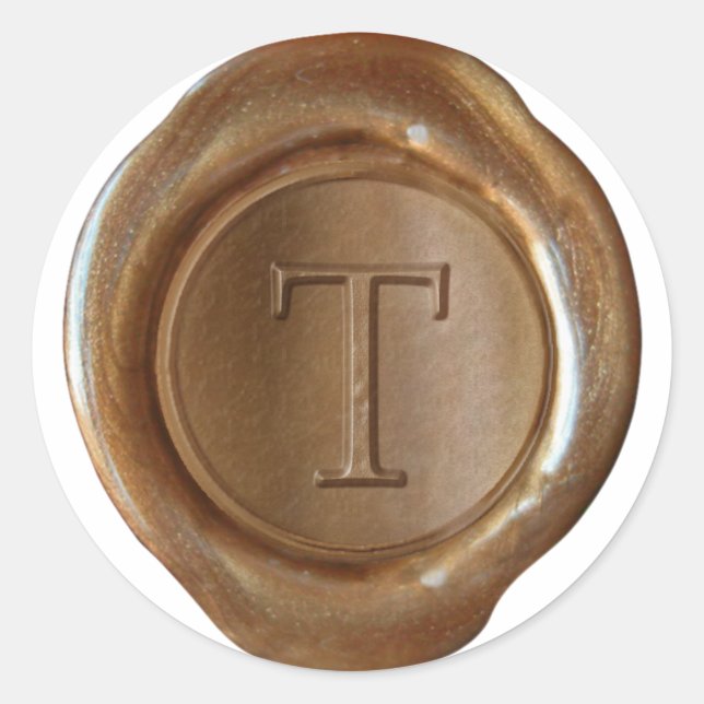 Wax Seal Monogram - Copper - Serif T - (Front)