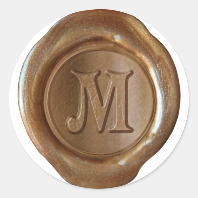 Wax Seal Monogram - Copper - Victorian M - (Front)