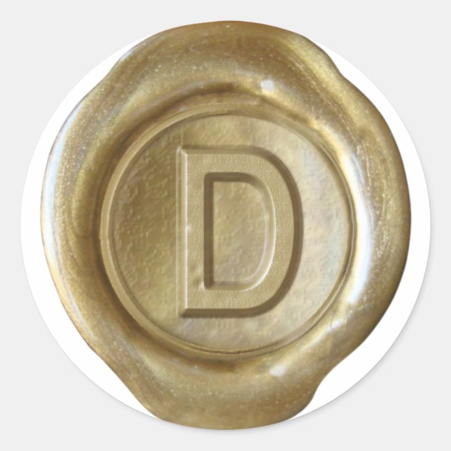 Wax Seal Monogram - Gold - Bold D - (Front)