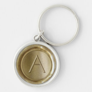 Wax Seal Monogram - Gold - ModernSlim A - Key Ring