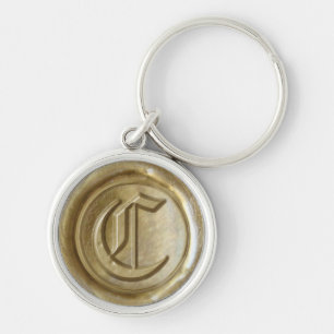 Wax Seal Monogram - Gold - Old English C - Key Ring