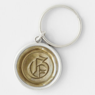 Wax Seal Monogram - Gold - Old English G - Key Ring