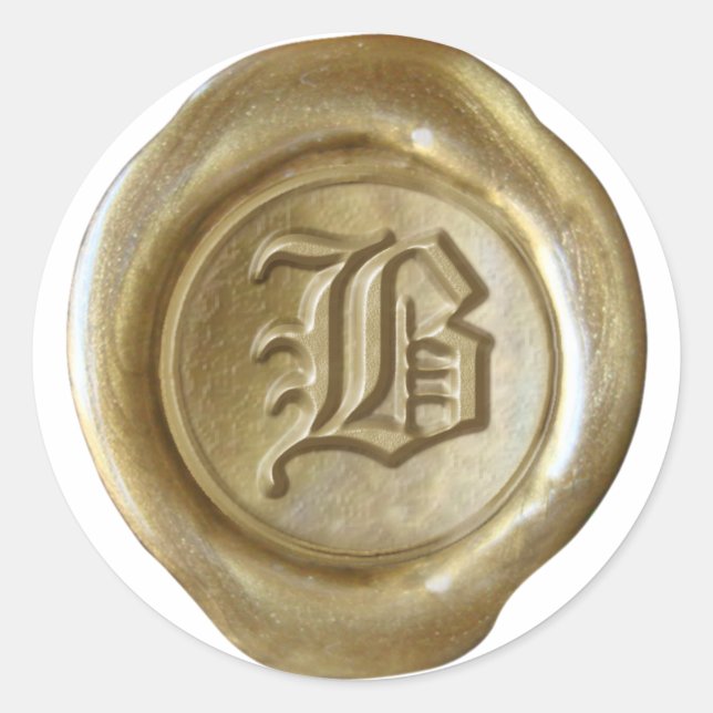 Wax Seal Monogram - Gold - Old English - Letter B (Front)