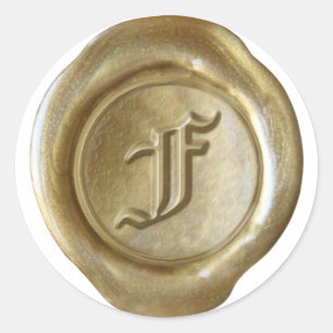 Wax Seal Monogram - Gold - Old English - Letter F