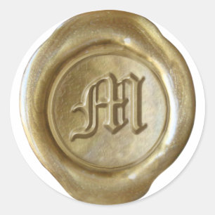 Wax Seal Monogram - Gold - Old English - Letter M