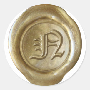 Wax Seal Monogram - Gold - Old English - Letter N