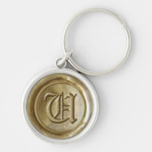 Wax Seal Monogram - Gold - Old English U - Key Ring