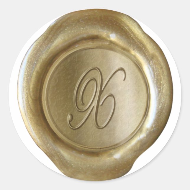 Wax Seal Monogram - Gold - Script X - (Front)