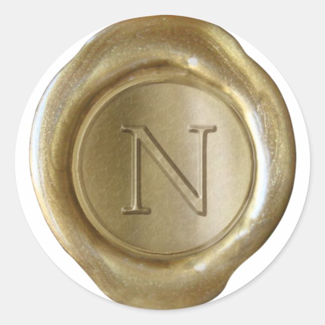 Wax Seal Monogram - Gold - Serif N - (Front)