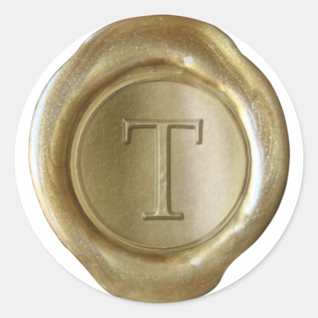 Wax Seal Monogram - Gold - Serif T - (Front)