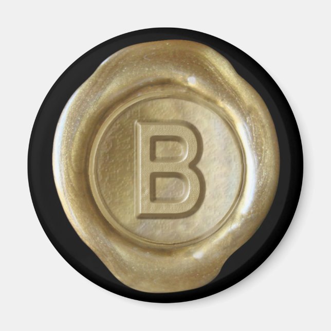 Wax Seal Monogram Magnet - Gold - Bold Style - (Front)