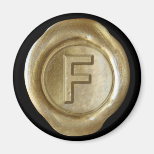 Wax Seal Monogram Magnet - Gold - Bold Style -