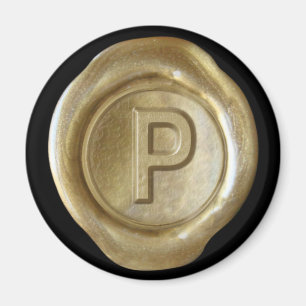 Wax Seal Monogram Magnet - Gold - Bold Style -