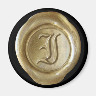Wax Seal Monogram Magnet - Gold - Old English -