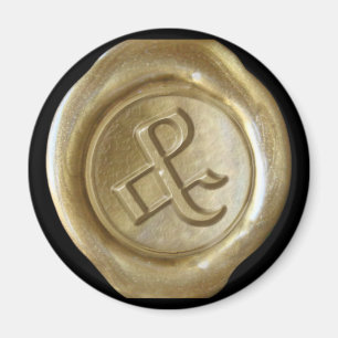 Wax Seal Monogram Magnet - Gold - Old English -