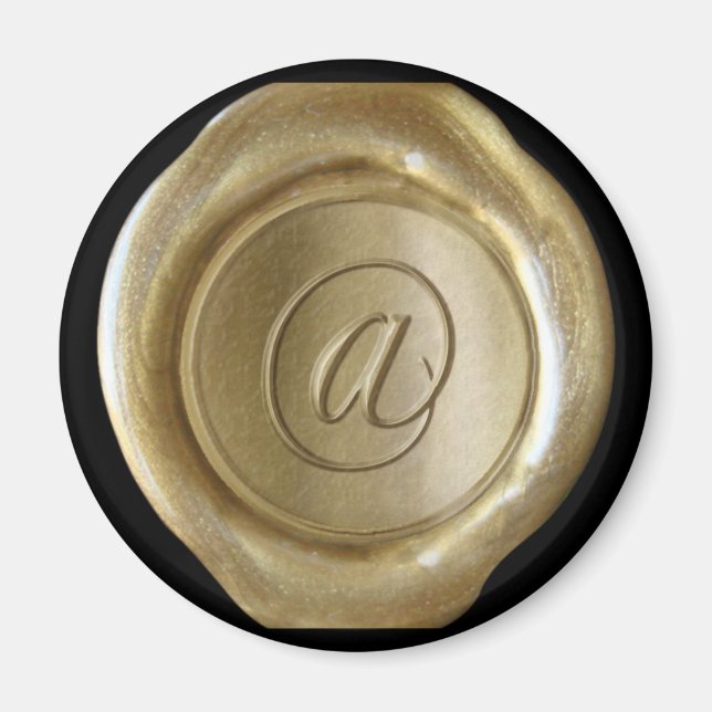 Wax Seal Monogram Magnet - Gold - Script Style - (Front)