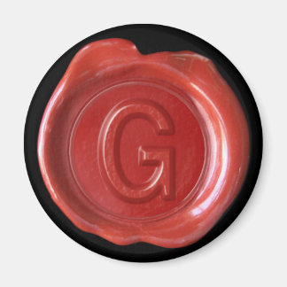 Wax Seal Monogram Magnet - Red - Bold Style -