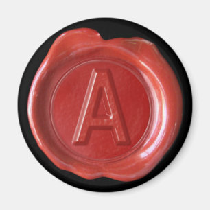 Wax Seal Monogram Magnet - Red - Bold Style -