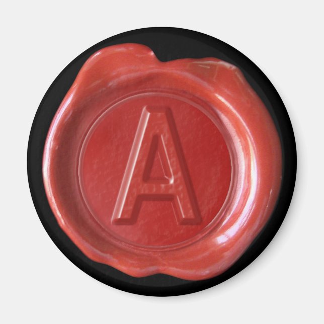 Wax Seal Monogram Magnet - Red - Bold Style - (Front)