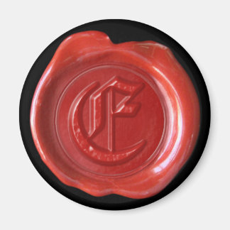 Wax Seal Monogram Magnet - Red - Old English -