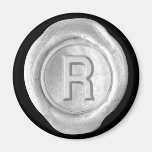 Wax Seal Monogram Magnet - Silver - Bold Style -