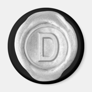 Wax Seal Monogram Magnet - Silver - Bold Style -