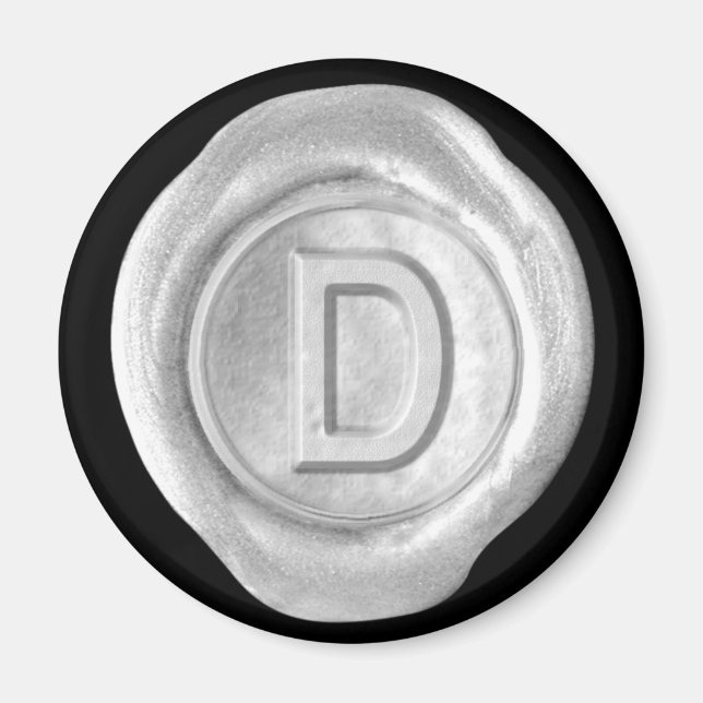 Wax Seal Monogram Magnet - Silver - Bold Style - (Front)
