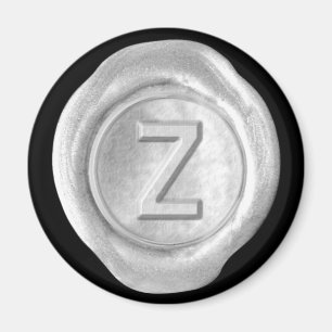 Wax Seal Monogram Magnet - Silver - Bold Style -