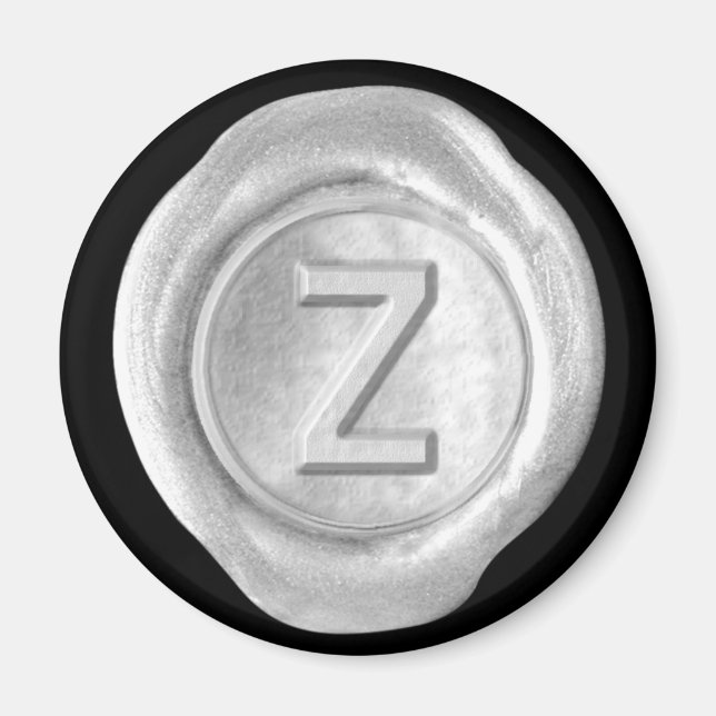Wax Seal Monogram Magnet - Silver - Bold Style - (Front)