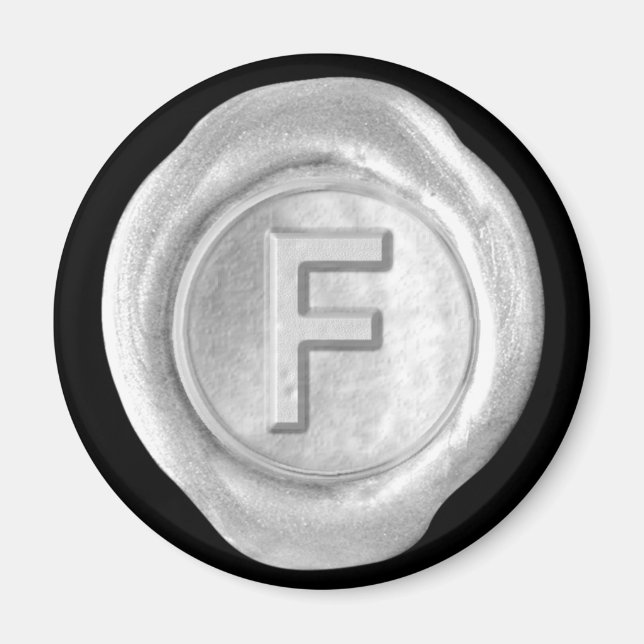 Wax Seal Monogram Magnet - Silver - Bold Style - (Front)