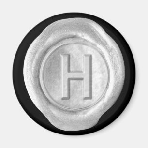 Wax Seal Monogram Magnet - Silver - Bold Style -