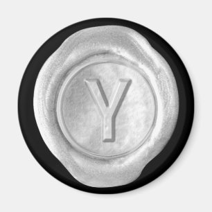 Wax Seal Monogram Magnet - Silver - Bold Style -